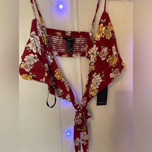 Floral print tie crop top - Picture 1 of 3